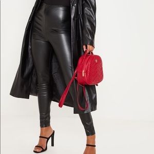 Black faux leather high waisted leggings